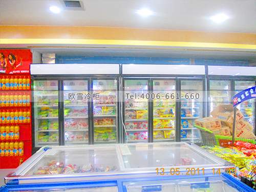 B056深圳羅湖佳滿福百貨展示飲料冷柜冰柜-展示食品冷凍柜-鮮肉展示冷藏柜