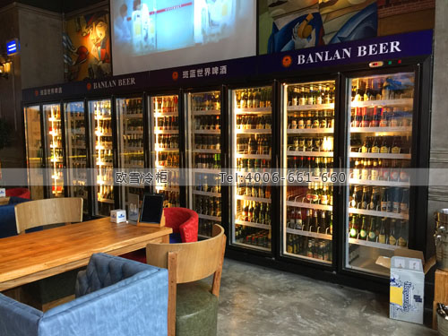 C066上海市閔行區(qū)斑藍啤酒吧啤飲料展示柜